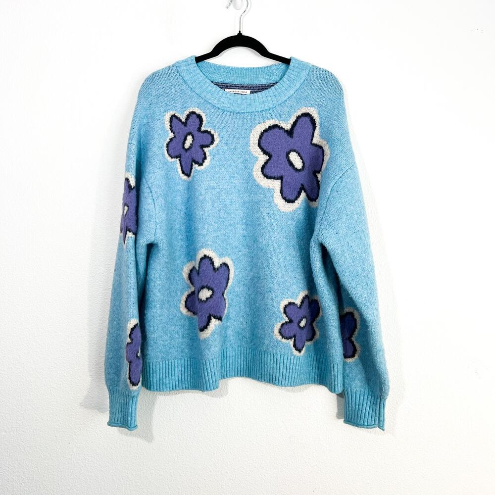 American Eagle Sweater Womens L So Soft Floral Aesthetic Stretch Flowers Cozy